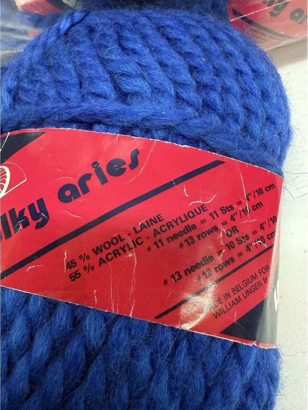 Unger ‘Bulky Aries’ Wool/Acrylic Yarn Color 13 Blue 5 Skein Lot